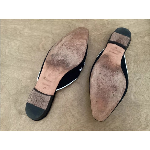 Black Canvas Mules/Slides White Beadwork Oscar de la Renta size 38 - Picture 2 of 6